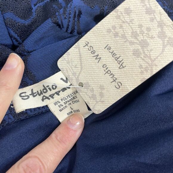 Studio West Apparel Skirt size Large Black Midnight Blue Lace Beading Pencil - Picture 9 of 9